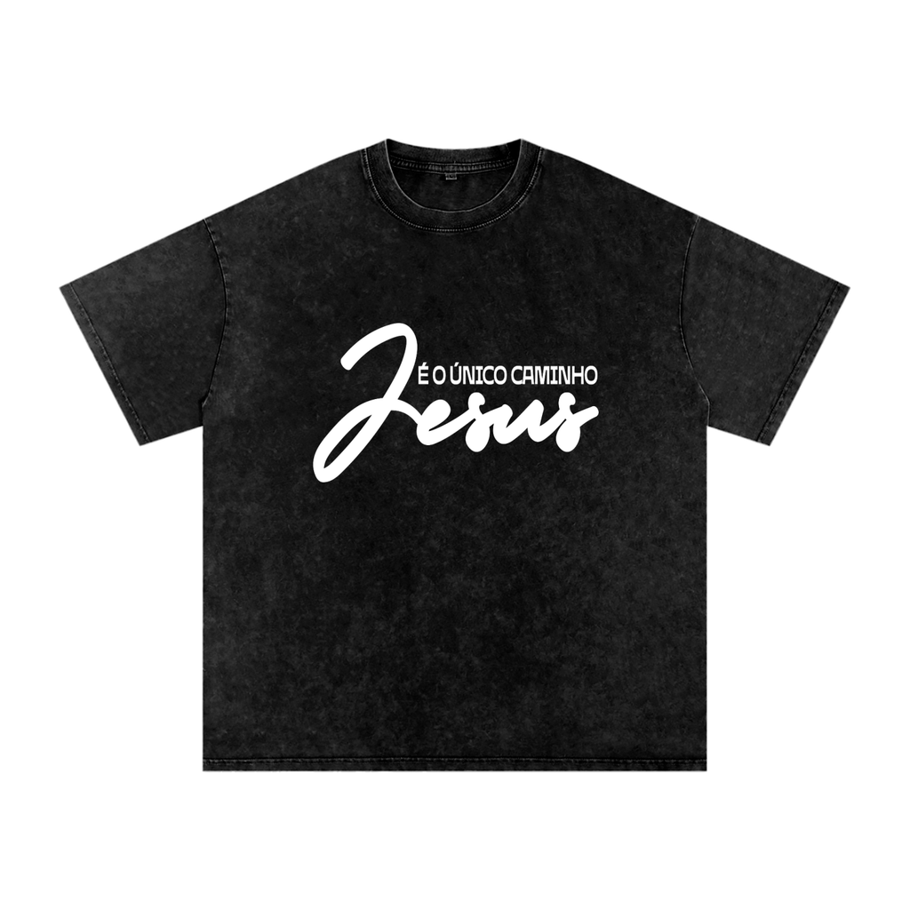 (PORTUGUESE) | JESUS IS THE ONLY WAY | Snow Washed Oversized Cotton T-Shirt