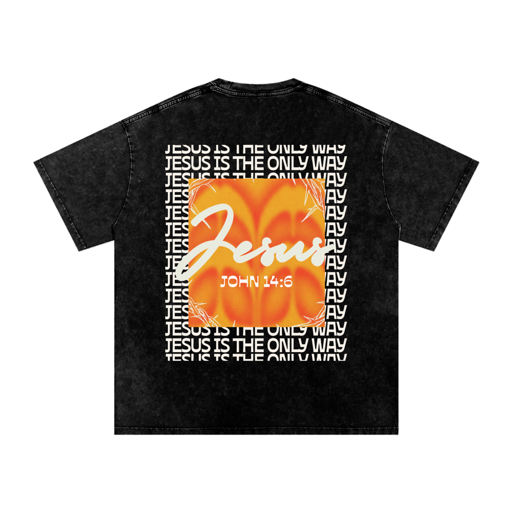 Jesus is the only way | English | Acid Washed Oversized Cotton Tee|