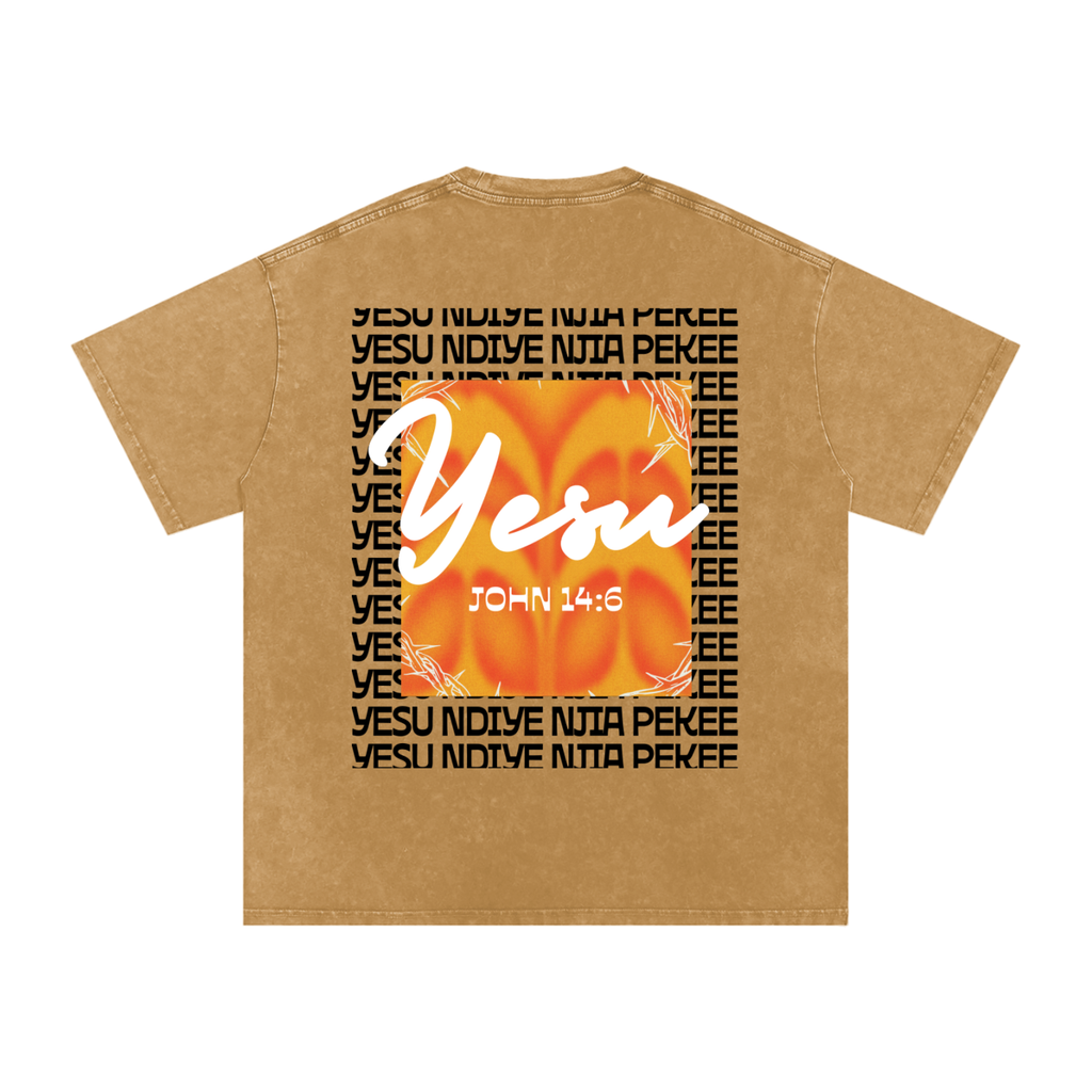 (SWAHILI) Jesus is the only way - Snow Washed Oversized Cotton T-Shirt