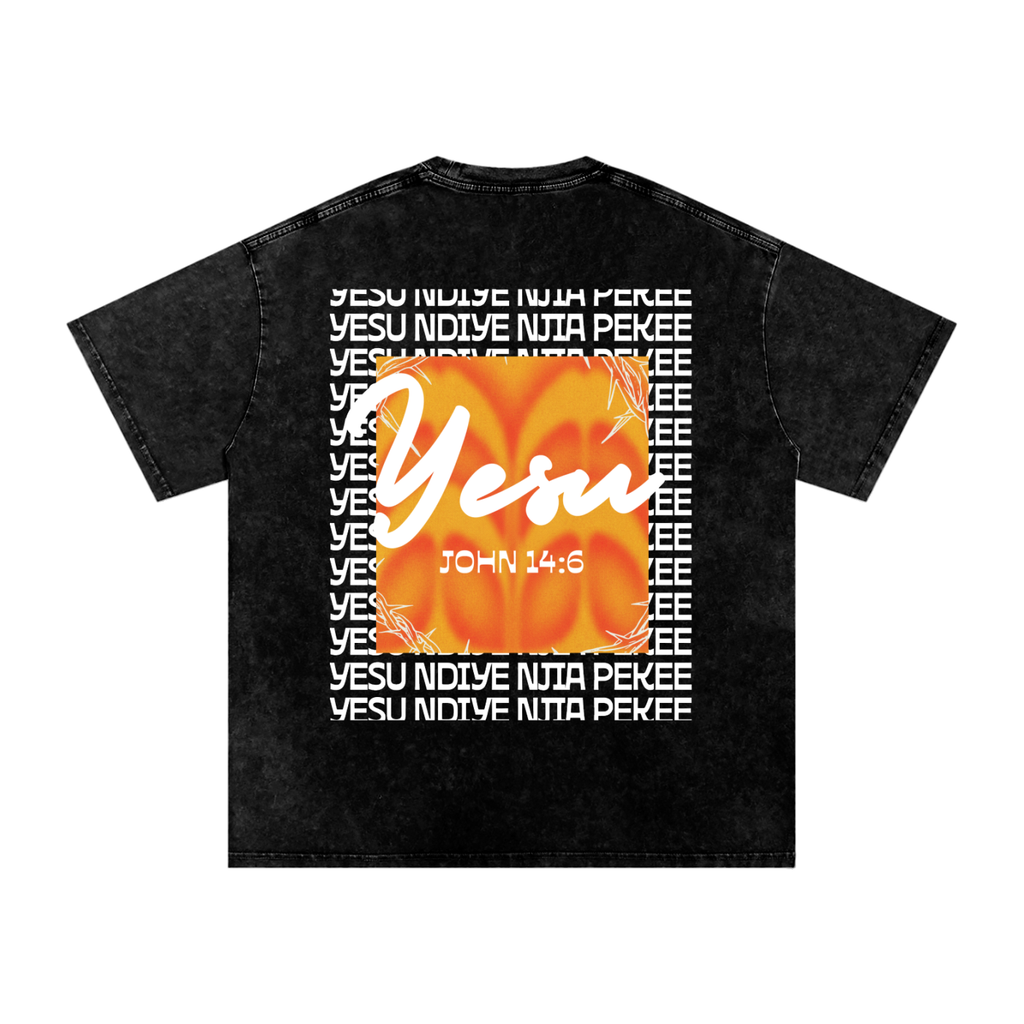 (SWAHILI) Jesus is the only way - Snow Washed Oversized Cotton T-Shirt