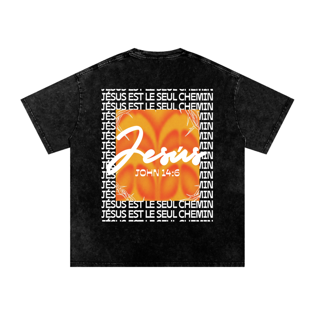 (FRENCH) Jesus is the only way - Snow Washed Oversized Cotton T-Shirt