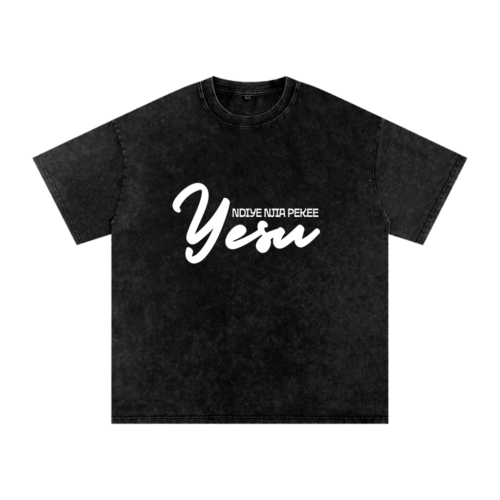 (SWAHILI) Jesus is the only way - Snow Washed Oversized Cotton T-Shirt
