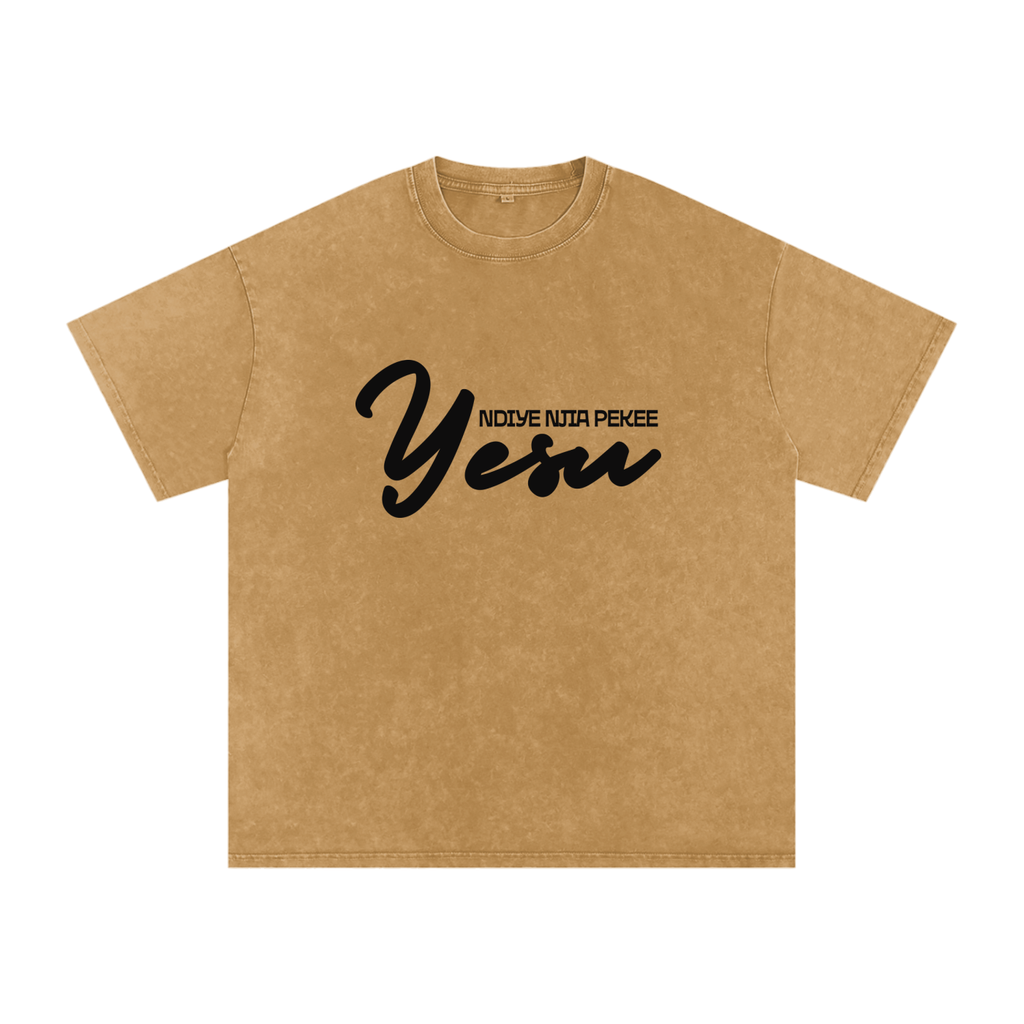(SWAHILI) Jesus is the only way - Snow Washed Oversized Cotton T-Shirt