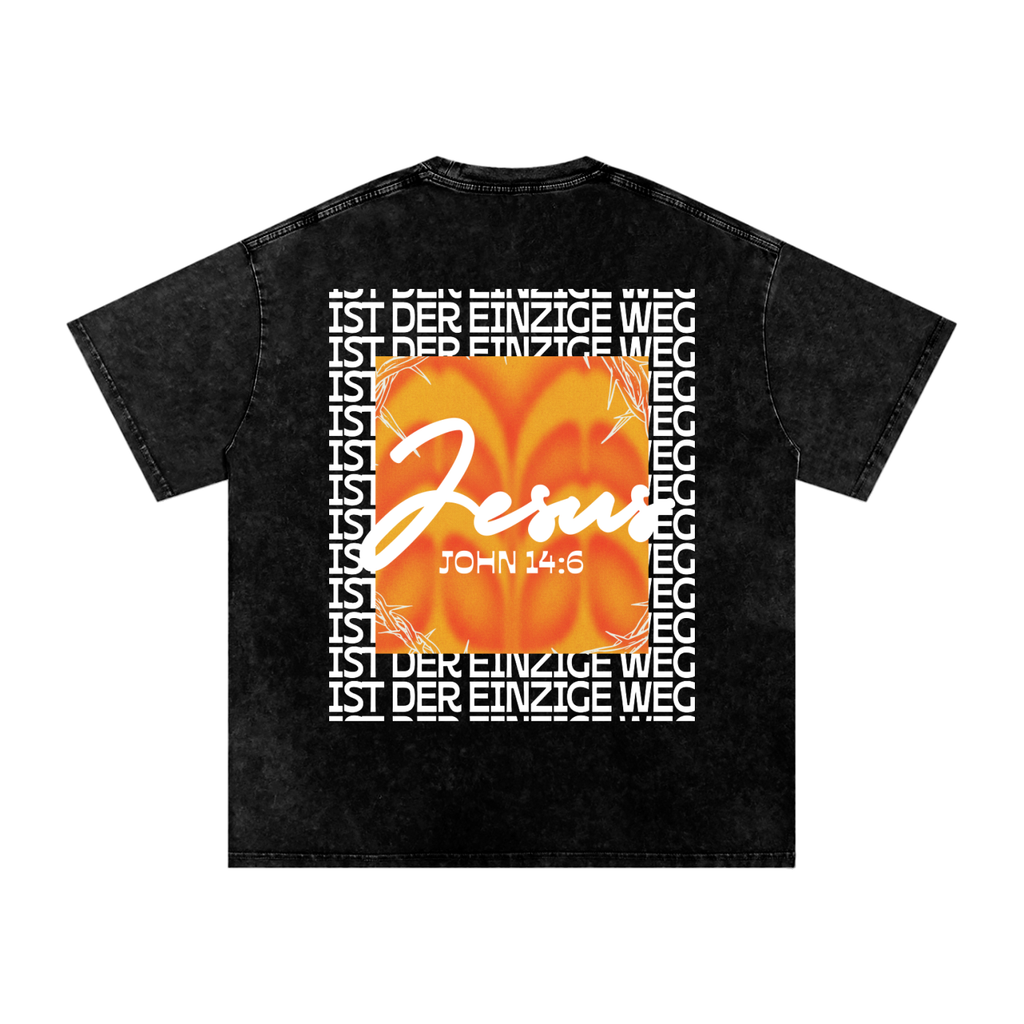 (GERMAN) Jesus Is The Only Way - Snow Washed Oversized Cotton T-Shirt